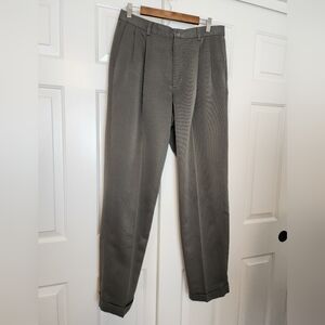 Perry Ellis Classic Brown Pleated Front Men's Cuffed Dress Pants Size 34 × 34